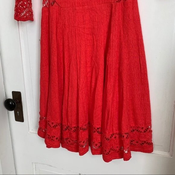 Free People Red To The Point Crochet Skater Mini Dress - Picture 2 of 8